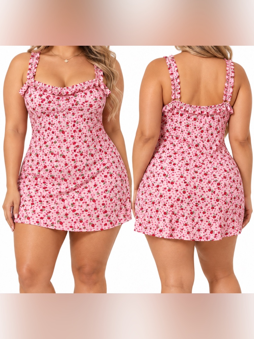 YPB by Abercrombie Pink Strawberry Print Mini Dress – Size Small